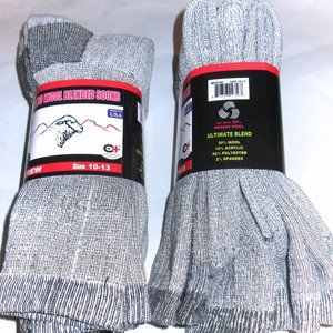 6 Pairs Mens Soft MERINO Wool Blend Cushioned Gray Thermal Crew Boot Socks